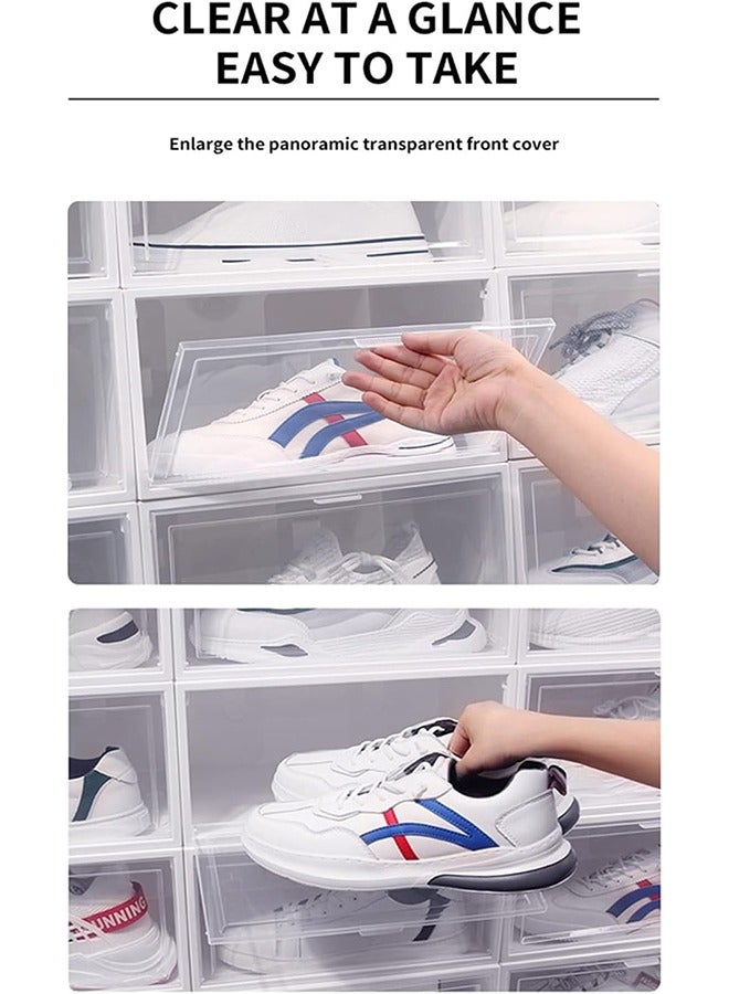 صناديق تخزين الأحذية، حاويات لتنظيم الأحذية مع أغطية، صندوق أحذية بلاستيكي شفاف قابل للتكديس - Image 3