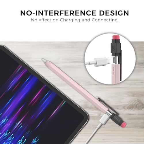 TRONWIN Apple Pencil USB C Case,Silicone Sleeve Protective Cover Perfect Grip Skin Classic Design with Sturdy Clip Compatible with Apple Pencil USB-c for ipad pro (Pink) - Image 4