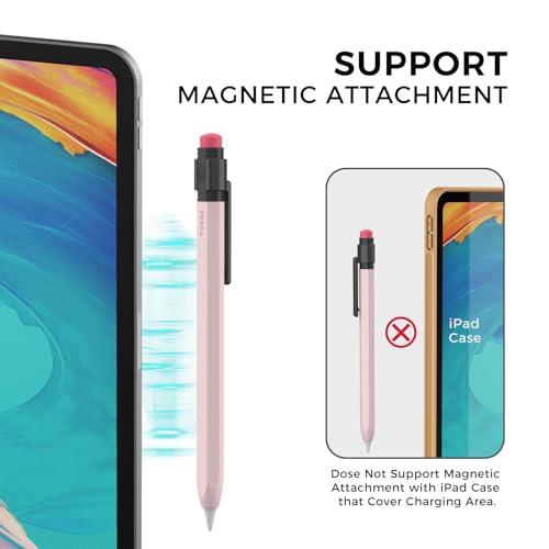 TRONWIN Apple Pencil USB C Case,Silicone Sleeve Protective Cover Perfect Grip Skin Classic Design with Sturdy Clip Compatible with Apple Pencil USB-c for ipad pro (Pink) - Image 3