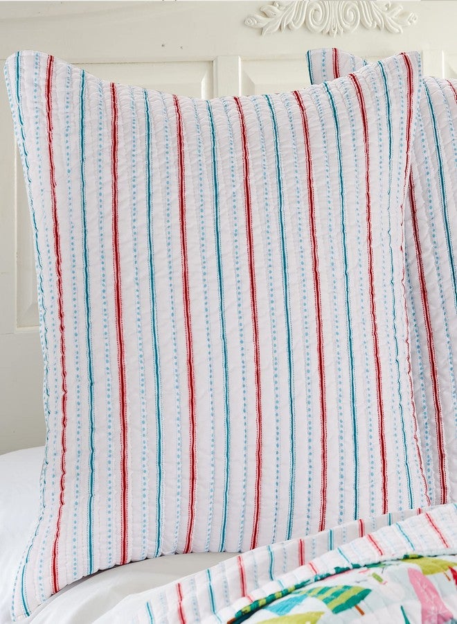 ليفتيكس هوم مجموعة ليفتكس هوم ميري آند برايت - هولي جولي - غطاء وسادة أوروبي مبطن (26 × 26 بوصة)، بدون حشوة - مخطط - أبيض، أحمر، وأزرق فاتح - Image 2