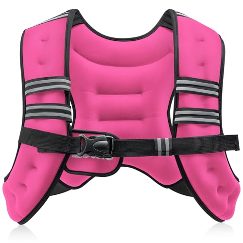 ZELUS Weighted Vest, 6lb/8lb/12lb/16lb/20lb/25lb/30lb Weight Vest with Reflective Stripe for Workout, Strength Training, Running, Fitness, Muscle Building, Weight Loss, Weightlifting, Pink(12lb) - Image 1
