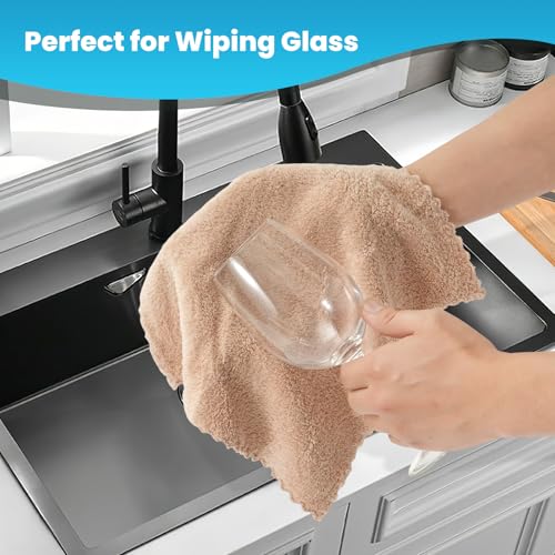 Neessno 12 Pack Cleaning Cloth,Ultra Soft Absorbent Quick Drying Microfiber Cleaning Rags,No Scratches,Reusable,Washable,Lint Free Cleaning Towels for Kitchen,Window,Glass,car,11.8"×11.8"(Camel) - Image 5