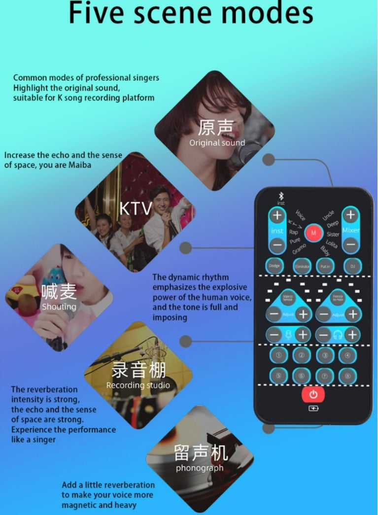 Live Sound Card Voice Changer,Handheld Sound Card Mini Voice Changer Device 8 Fixed Sound Effects Plug and Play,Gaming Recording,for Mobile Phone Computer - Image 3