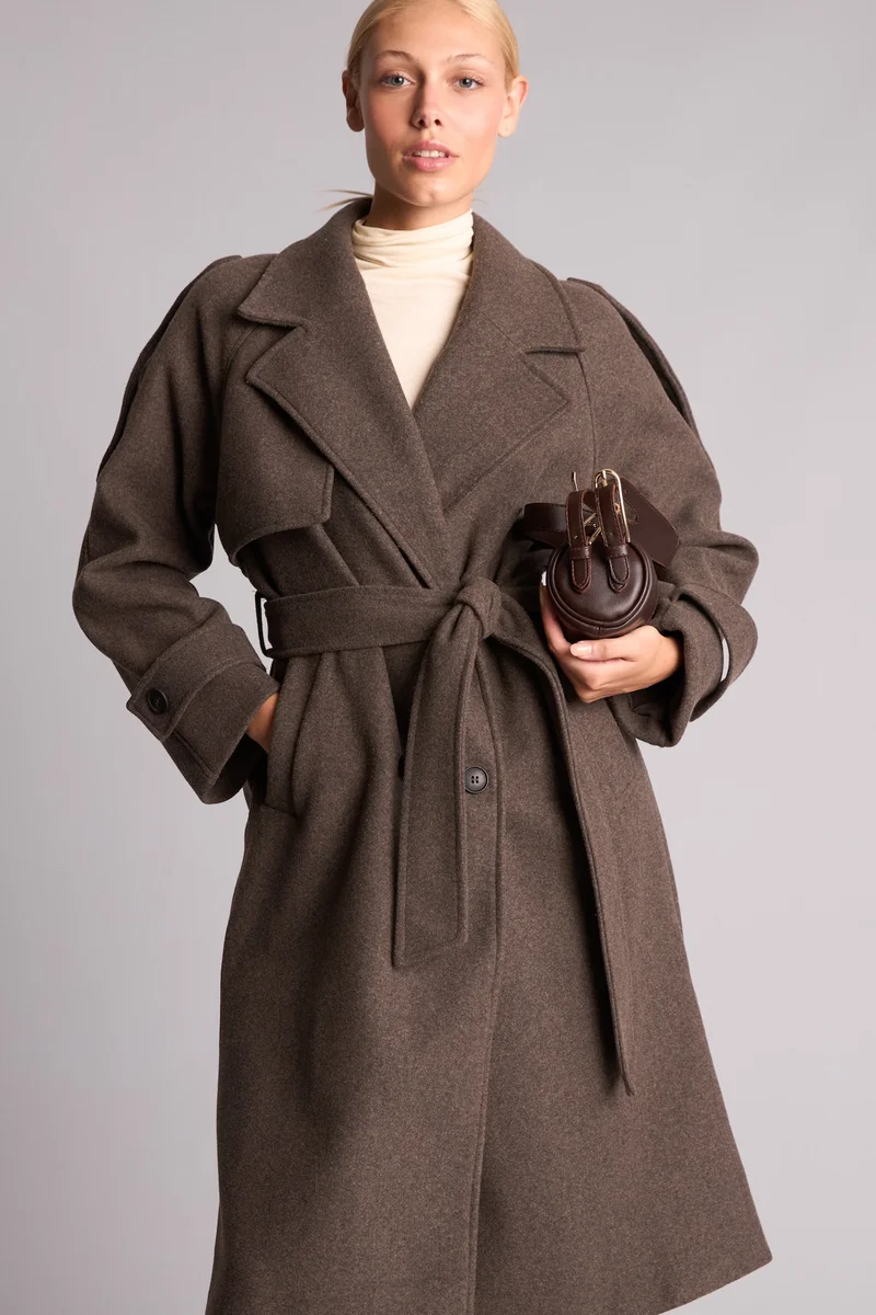 Defacto  Regular Fit Belted Wool-Blend Coat for Women | Best Price UAE