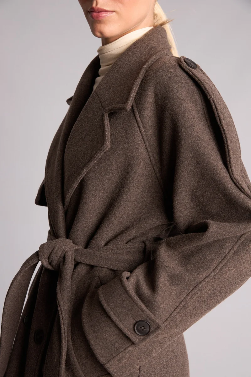 Defacto  Regular Fit Belted Wool-Blend Coat for Women | Best Price UAE