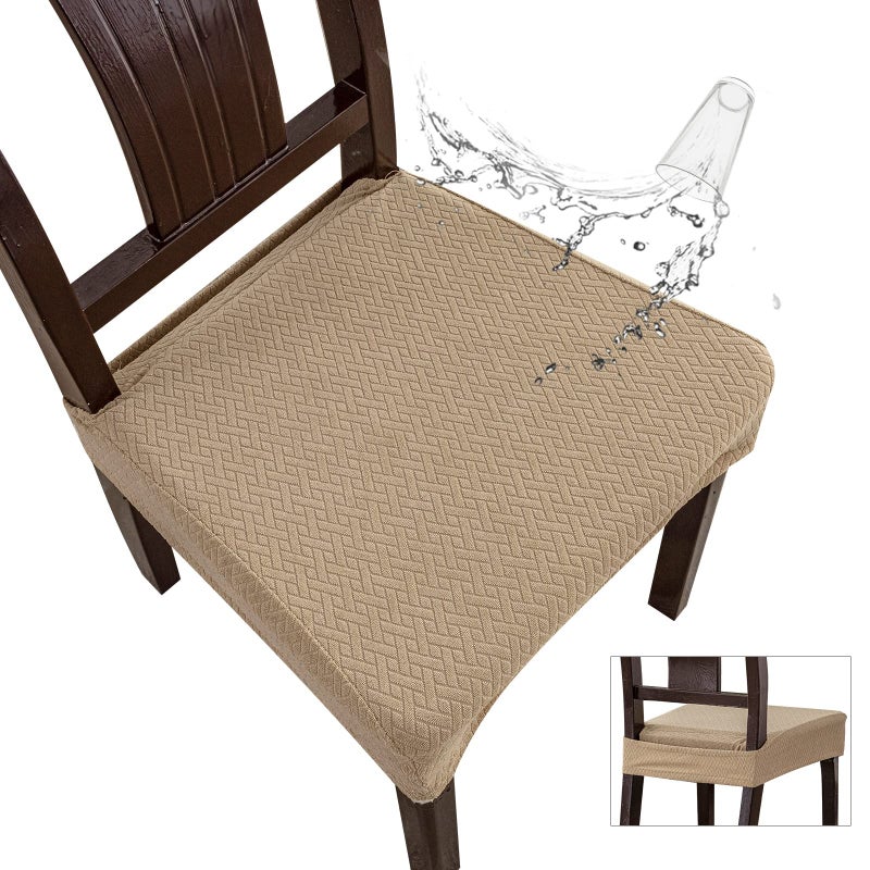 Genina Genina Waterproof Seat Covers for Dining Room Chair Covers Waterproof Dining Chair Covers 4 PCSRearCovered Khaki