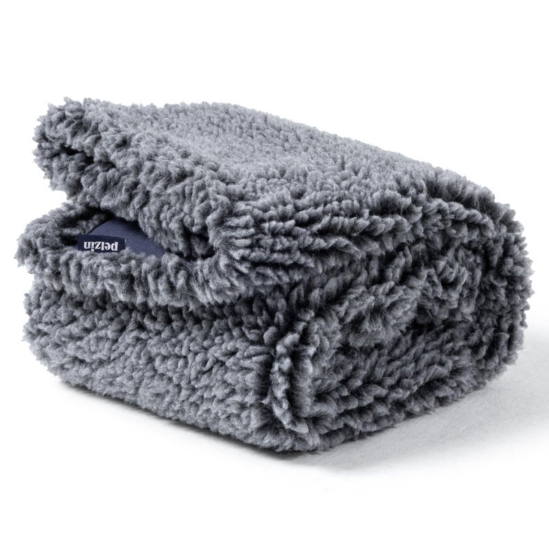 PELZIN Stoutwool Chew Proof Dog Blanket - Heavy Duty Waterproof Pet Blanket - Fluffy Dog Couch Cover Protector for Aggressive Chewers - Soft Reversible Throw Furniture Protection - Large, Charcoal - Image 1