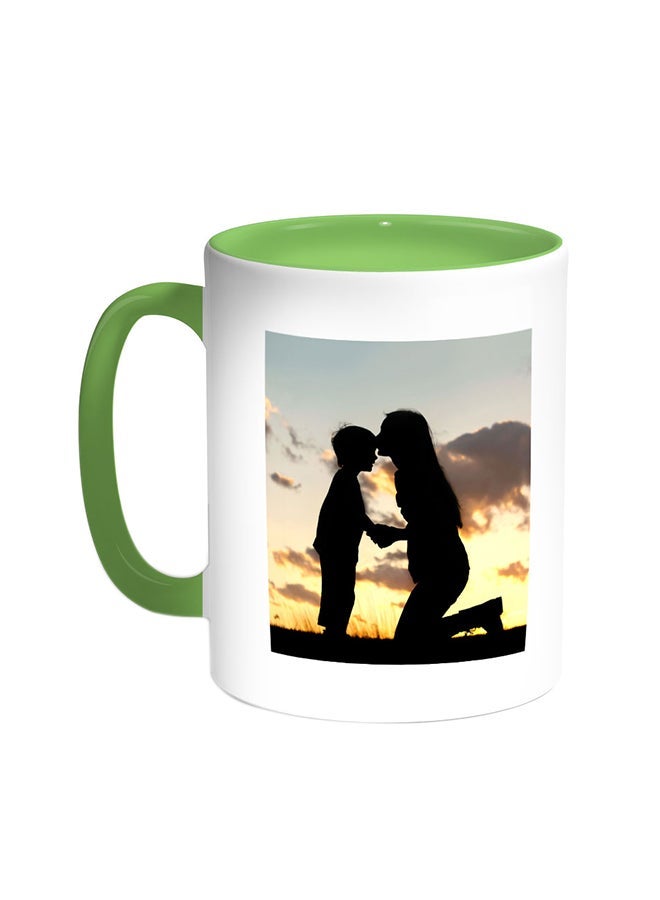 Mother And Child Printed Coffee Mug Green/White 11ounce
