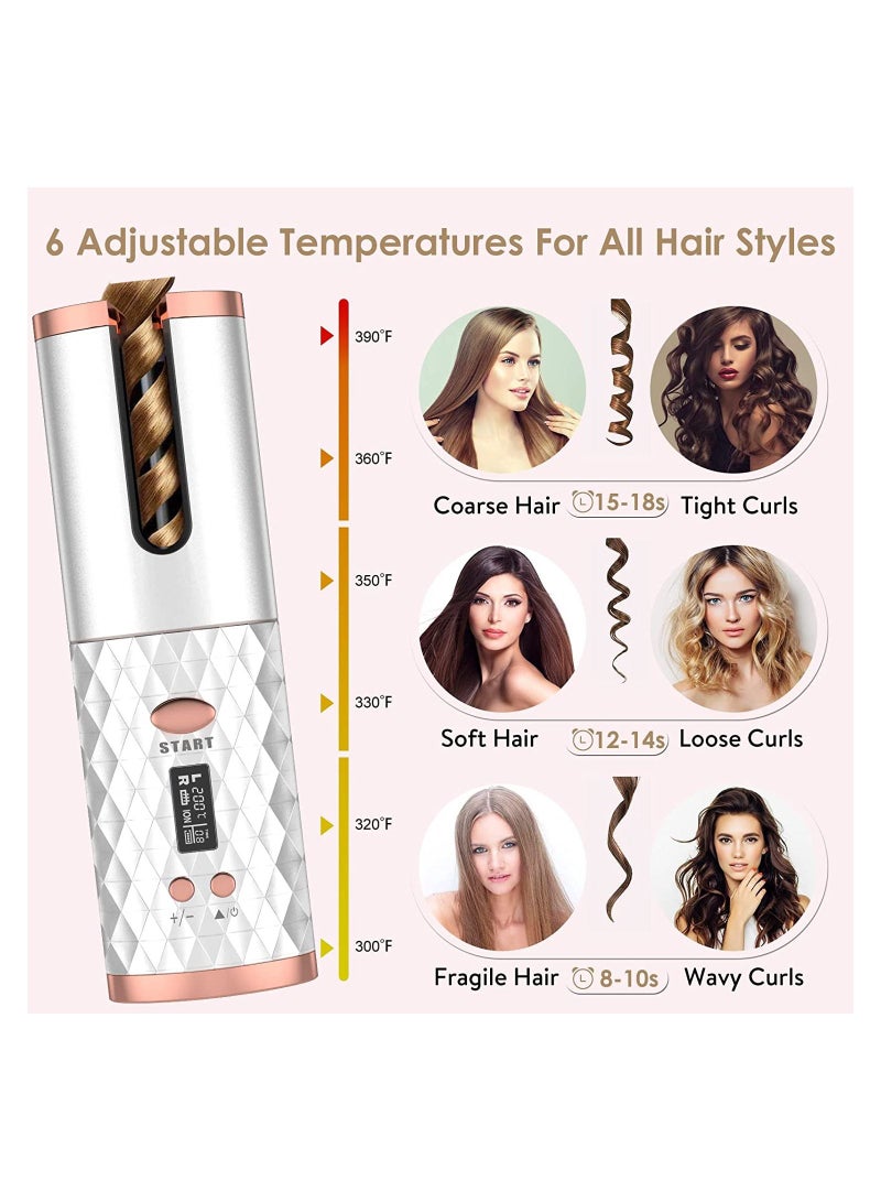 Automatic Curling Iron Cordless Hair Curling Wand Intelligent Anti-Tangle Hair Curler with Anti-Static Infrared Ionic Fast Heating & Salon High Heat 390 ℉ with 6 Temp Rechargeable & Portable - Image 2