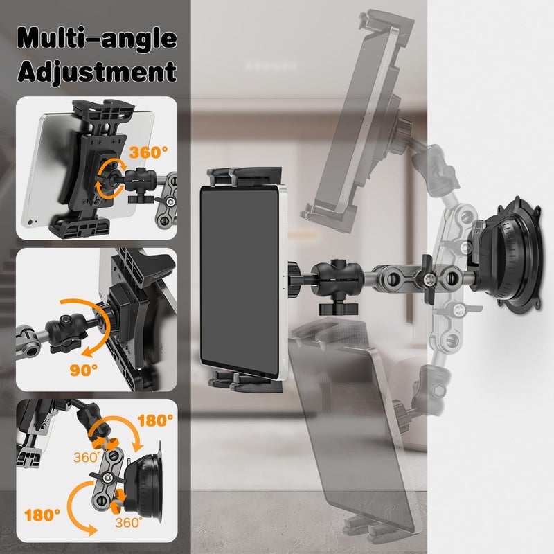 Jubor 360° Rotate Adjustable Tablet Car Mount with Suction Cup for 4.7-12.9" Devices - Image 4