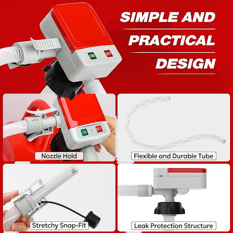 Keimi Fuel Transfer Pump with Auto-Stop, 3.2 Gallon per Min, 51 Extra Long Hose, Battery & USB Powered, 4 Can Adapters, Fast and Safe Gas Pump for Oil, Diesel and Gasoline - Image 5