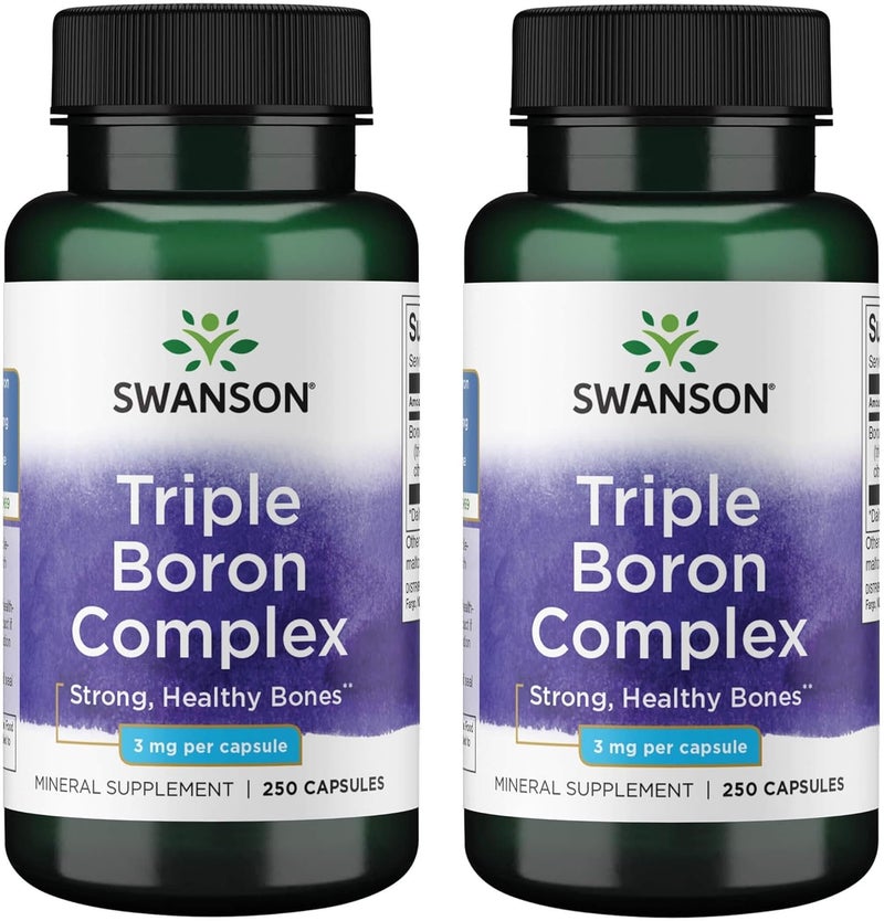 Swanson Triple Boron Complex  Natural Bone Health  Joint Support  Mineral Supplement Featuring Citrate Aspartate  Glycinate  250 Capsules 2 Pack - Image 1