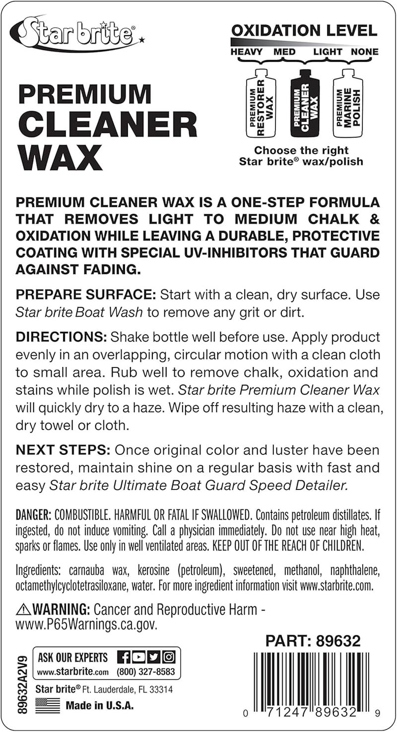 Star Brite One-Step Cleaner Wax with UV Protection - Removes Chalk & Oxidation from Fiberglass, Metals & Painted Surfaces - Image 1