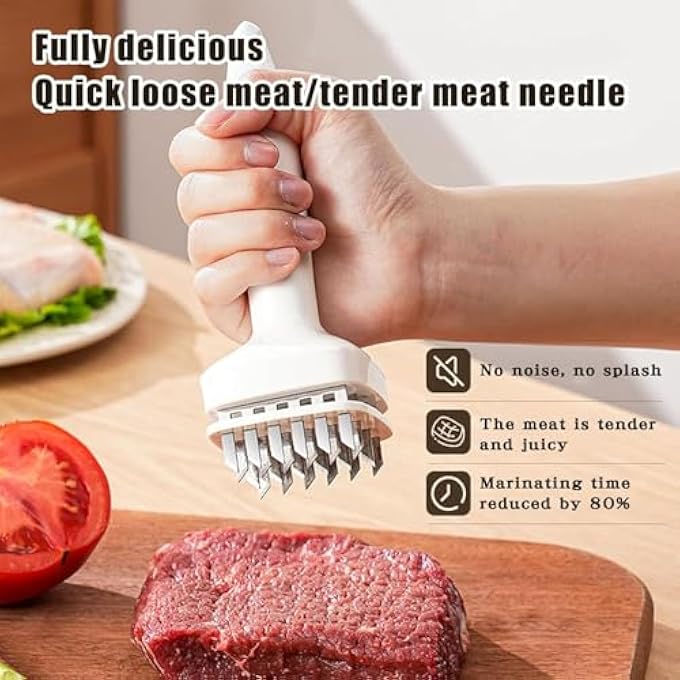 ريحني مطرية لحوم من الفولاذ المقاوم للصدأ 2 قطعة مطحنة لحم 21 شفرة أداة لطرية اللحم دجاج أبيض - Image 4