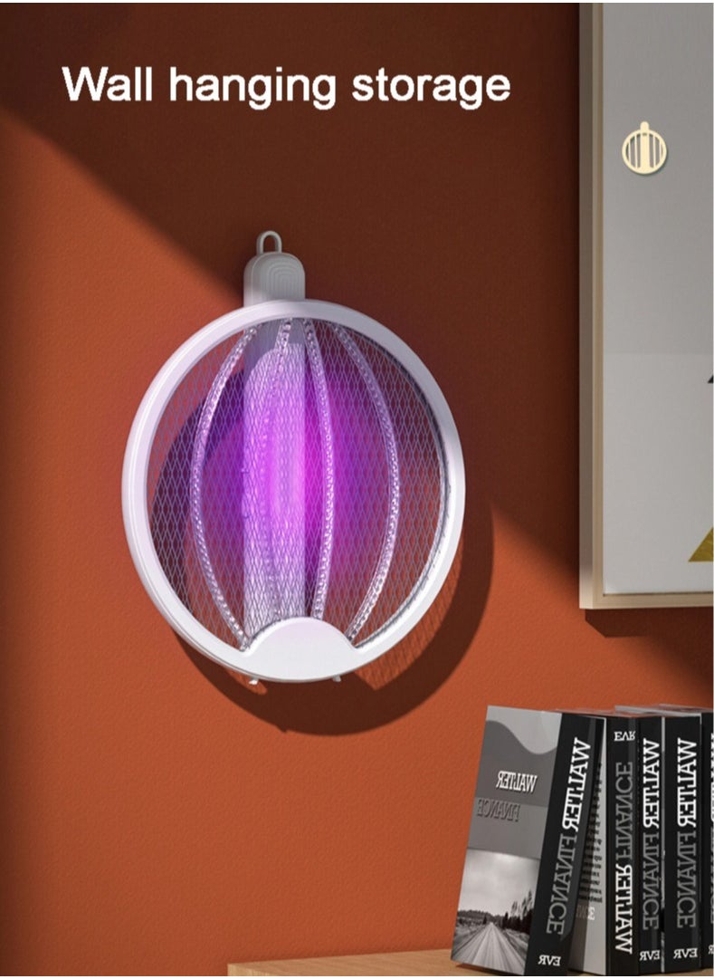 Rewell - Electric Fly Swatter Folding Mosquito Zapper Handheld Mosquito Zapper 3000 Volt Insect Fly Trap Fly Zapper Racket for Indoor and Outdoor Pest Control Large Size with LED Light - Image 1