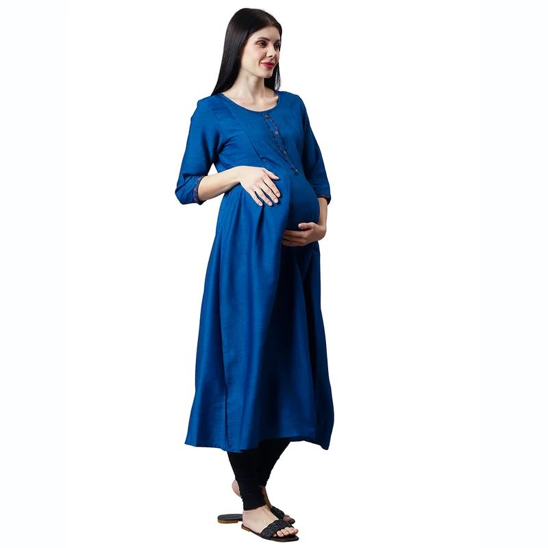 CEE 18 Women's Cotton A-Line MaternityFeeding kurti With Zippers