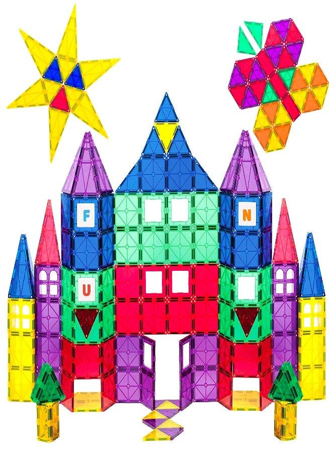 Playmags - Playmags 100-Piece Magnetic Tiles Building Blocks Set, 3D Magnet Tiles for Kids Boys Girls, Educational STEM Toys for Toddlers - Image 1