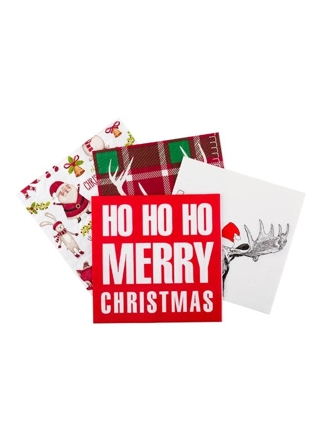 Restaurantware 13 Inch Paper Luncheon Napkins, 500 Ho Ho Ho Design Printed Napkins - 3-Ply, Textured Edges, Red Paper Decorated Napkins, Soft And Strong, For Parties Or Catering Events  - Image 1