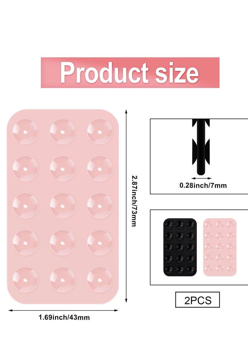 Generic 2 Pack Silicone Suction Phone Case, Double Sided Suction Cup, Anti-Slip Hands-Free Mobile Accessory Holder, Suitable for Videos and Selfies (Black, Light Pink)  - Image 2