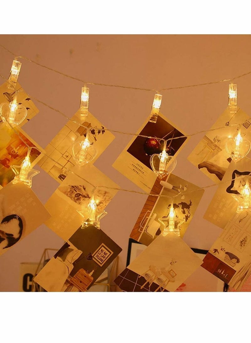 SYOSI 20 Photo Clip Light Strings, Battery Powered Heart Hanging Display Lights for Exhibition Picture Cards Indoor and Outdoor Wedding Decor Festive Mood (Heart) - Image 4