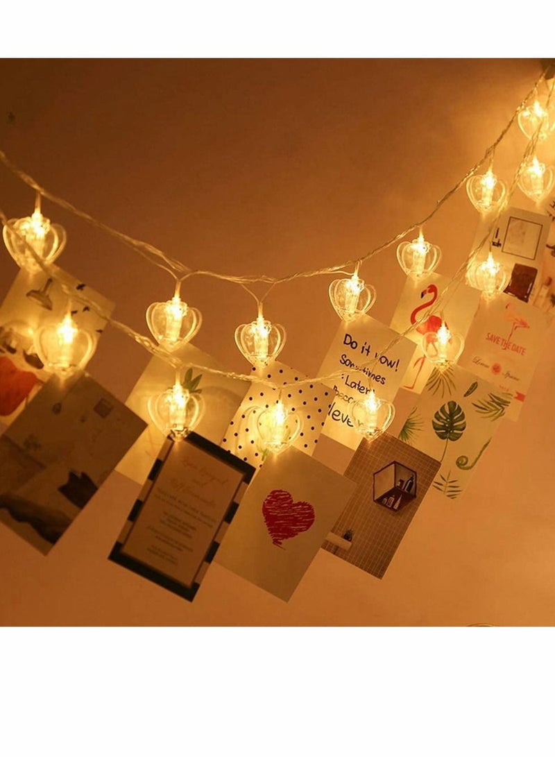 SYOSI 20 Photo Clip Light Strings, Battery Powered Heart Hanging Display Lights for Exhibition Picture Cards Indoor and Outdoor Wedding Decor Festive Mood (Heart) - Image 5
