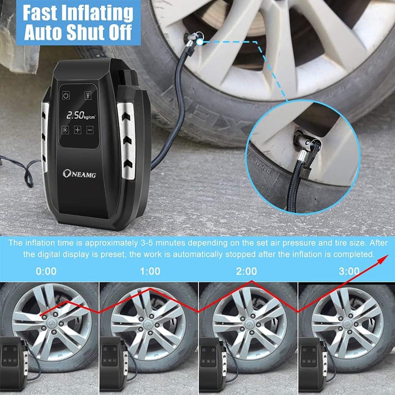 OneAmg Portable Compressor for Car - 150PSI Digital Inflator with LED Light - Image 3