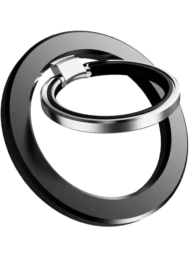 S-TOP Magnetic Mobile Ring Holder – 360° Rotating Grip Stand with Strong Magnet, Foldable & Flexible Kickstand – Black - Image 1