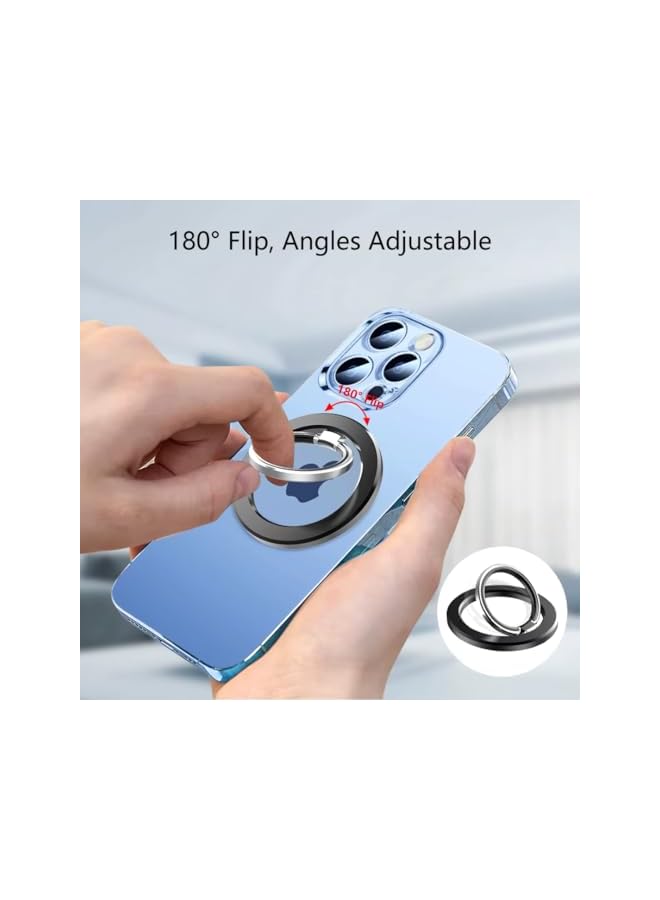 S-TOP Magnetic Mobile Ring Holder – 360° Rotating Grip Stand with Strong Magnet, Foldable & Flexible Kickstand – Black - Image 2