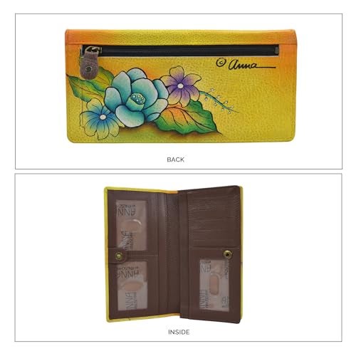 Anna by Anuschka Women's Genuine Leather Hand Painted Clutch Wallet - Tropical Bouquet Yellow - Image 3