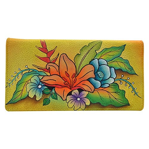 Anna by Anuschka Women's Genuine Leather Hand Painted Clutch Wallet - Tropical Bouquet Yellow - Image 1