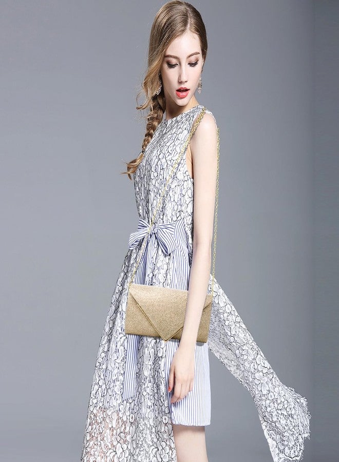 BBjinronjy Clutch Purses for Women,Evening Bag Envelope Clutch with Detachable Chain Sparkle Elegance (Champagne Gold 1) - Image 2