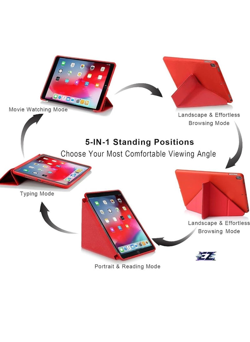 ELTRAZONE iPad 10.2 Inch Case – For iPad 9th Generation 2021, iPad 8th Generation 2020, iPad 7th Generation 2019 – 5-in-1 Viewing Angles, Auto Wake/Sleep, Soft Back Cover, Red - Image 2
