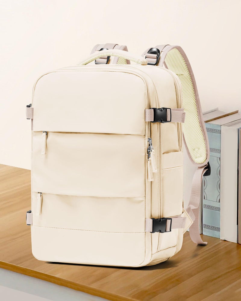 coowoz Travel Backpack For Women Men,Carry On Backpack,Hiking Backpack Waterproof Outdoor Sports Rucksack Casual Daypack Travel Essentialsï¼ˆBeigeï¼‰ - Image 2
