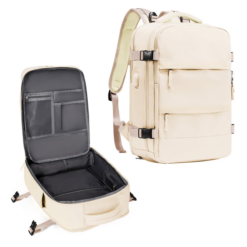 coowoz Travel Backpack For Women Men,Carry On Backpack,Hiking Backpack Waterproof Outdoor Sports Rucksack Casual Daypack Travel Essentialsï¼ˆBeigeï¼‰ - Image 1