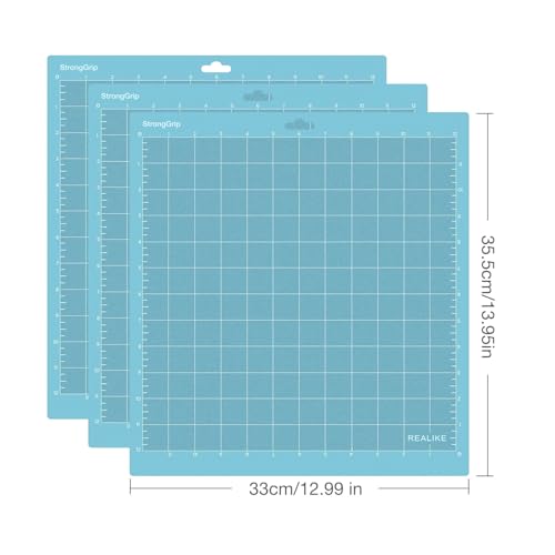 REALIKE حصيرة قطع REALIKE 12x12 مع سطح لاصق متوافق مع Cricut Maker 3/Maker 4/Maker/Explore 3/4/Air 2/Air/One (3 حصائر) ، حصيرة قطع غير قابلة للانزلاق مع شبكة للأشغال اليدوية ، والتطريز ، والخياطة وجميع الفنون. - Image 2