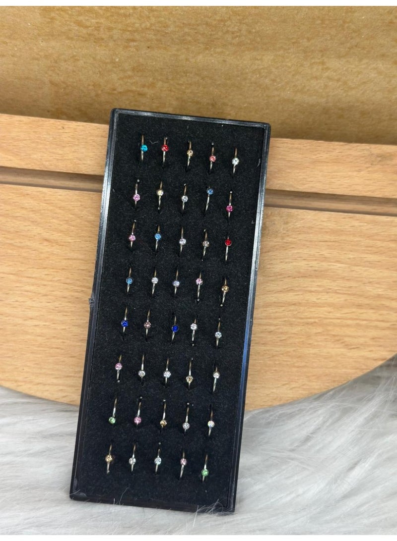 مجموعة من حلقتين لثقب الأنف مصنوعة من الفولاذ المقاوم للصدأ الجراحي - Image 2