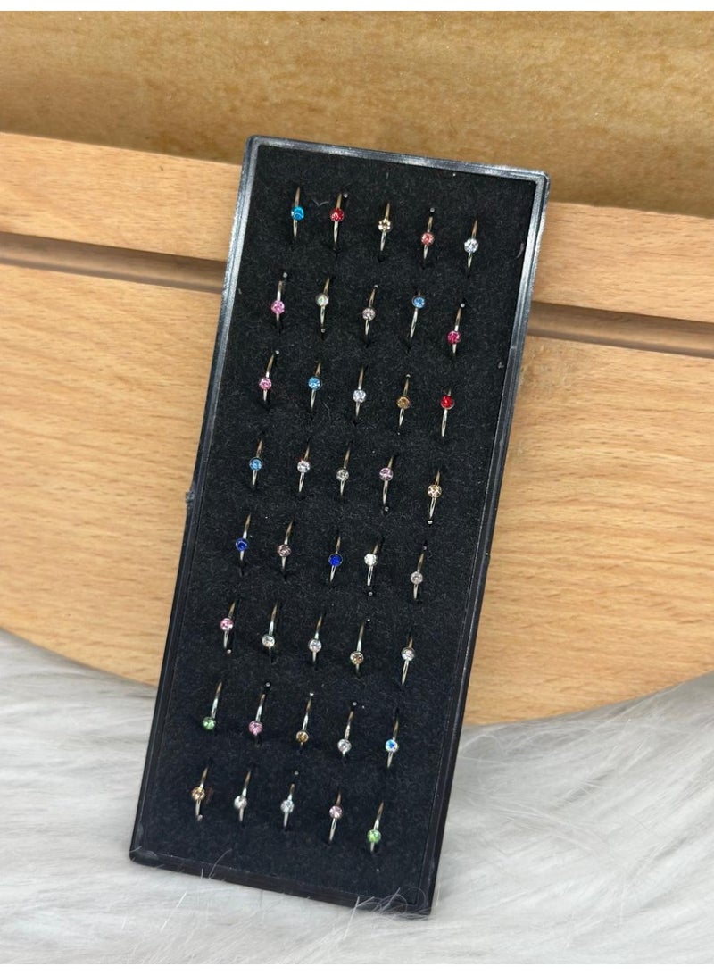 مجموعة من حلقتين لثقب الأنف مصنوعة من الفولاذ المقاوم للصدأ الجراحي - Image 1