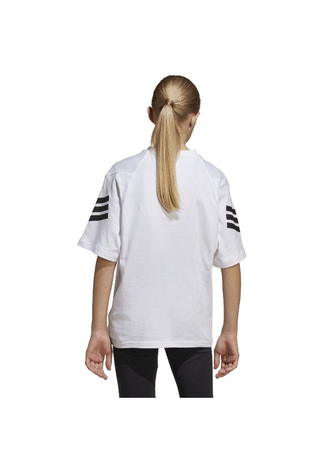 Adidas J Fi 3S T White Training T-Shirts For Junior 7-8Y  - Image 3