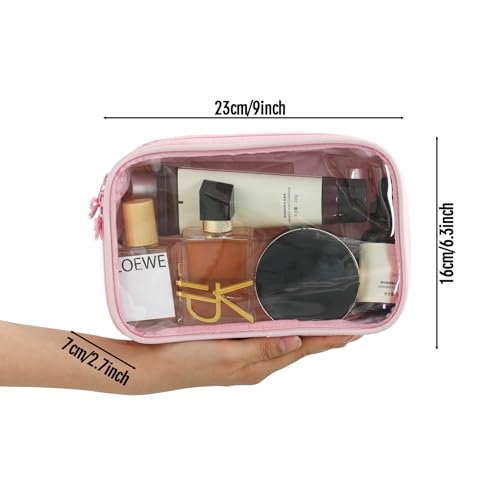 DYSHAYEN Clear Makeup Bag for Women Girls Small Travel Pink Bow Cosmetic Bag Cute Makeup Pouch for Purse Birthday Gifts for Girlfriend Mom Bridesmaid (Pink Bow C) - Image 4