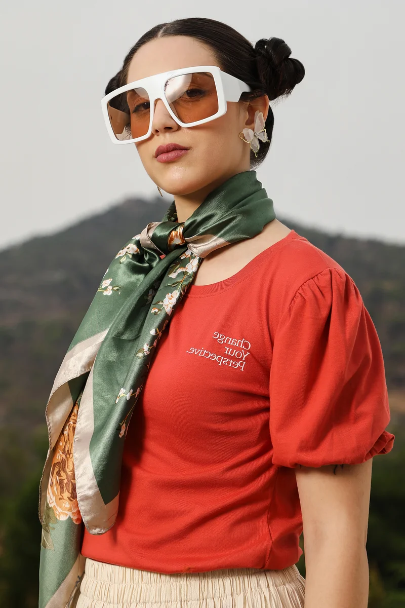 Campus Sutra Women's Red Change Yor Perspective Top