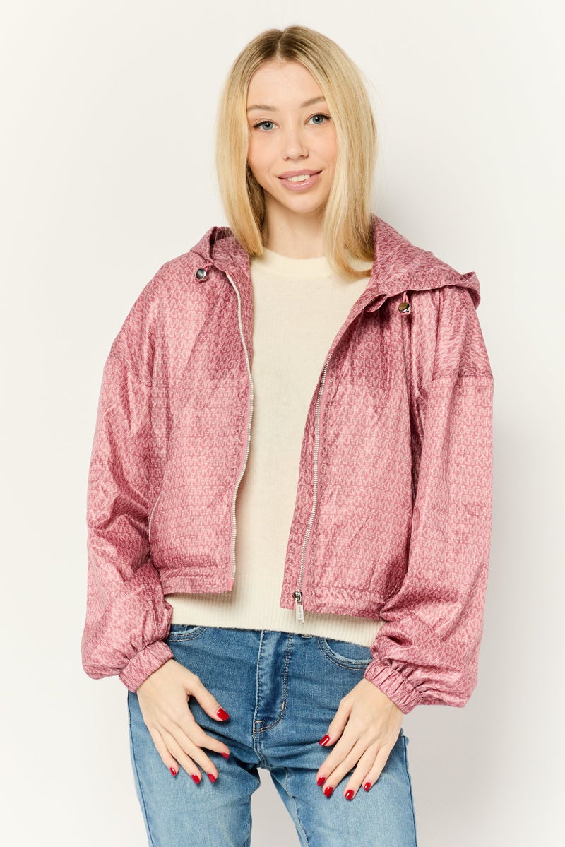 Michael Kors Women Brand Logo Hooded Jackets, Dusty Rose  - Image 1