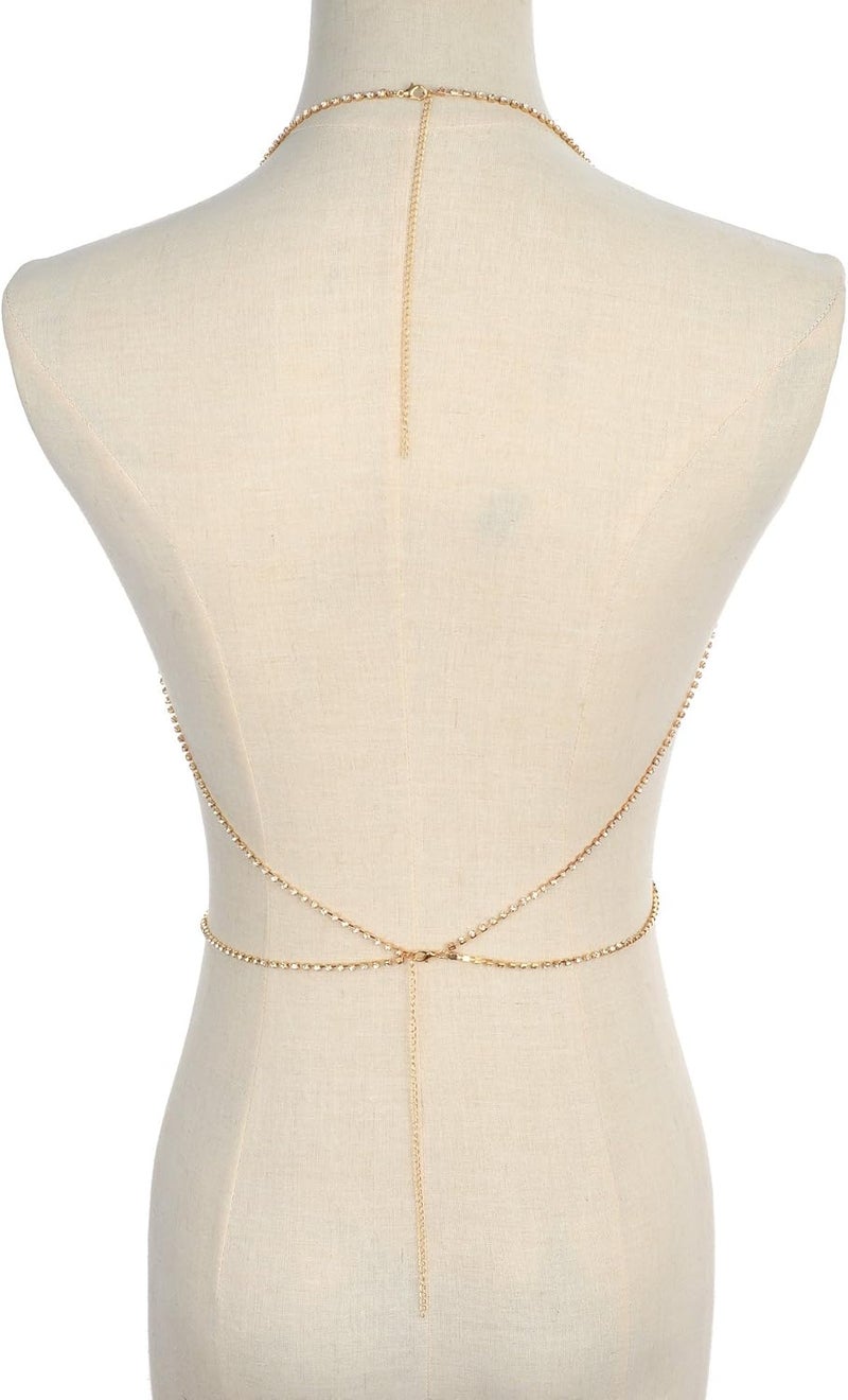 Tornito 4-8Pcs Sexy Body Chain Belly Waist Chain Necklace Summer Beach Bikini Bra Body Jewelry for Women Gold Tone - Image 3