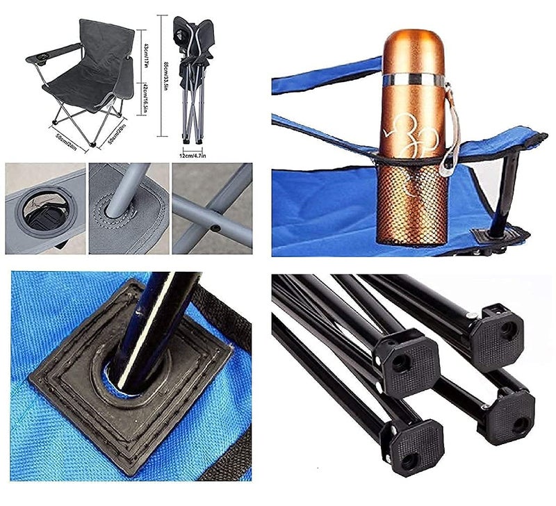 Vruta Portable Folding Chair with Arm Rest Cup Holder and Carrying and Storage Bag - Image 5