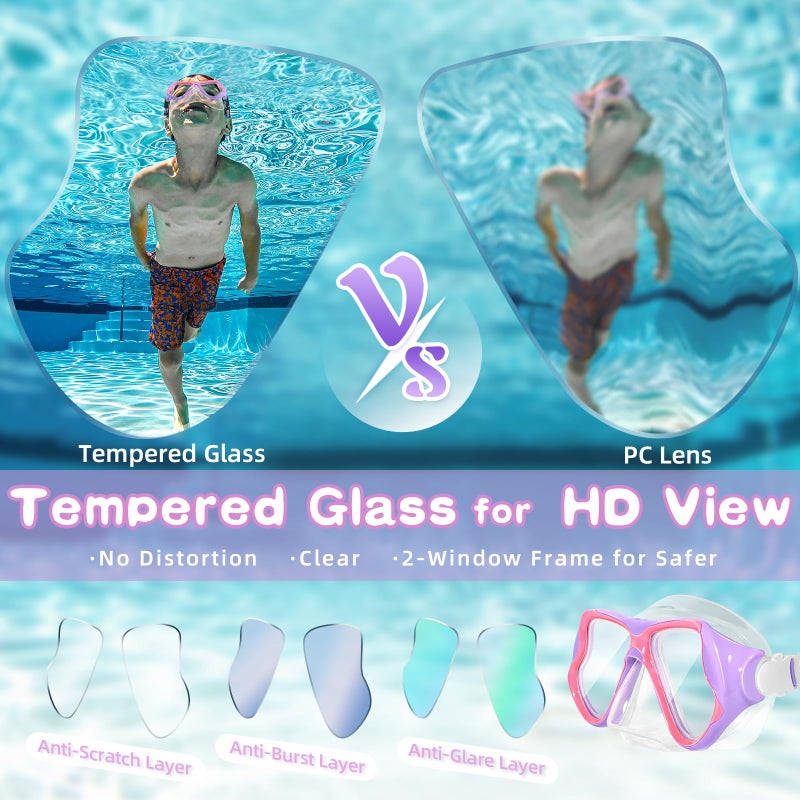 Freela 2 Pack Swim Goggles Kids Swimming Goggles for Kids 6-14 4-7 3-6 8-12 with Nose Cover Anti Fog 180Â° Clear View Pool Water Goggles Mask Childrens Boys Girls Toddler Youth 4 5 6 7 Years - Image 4