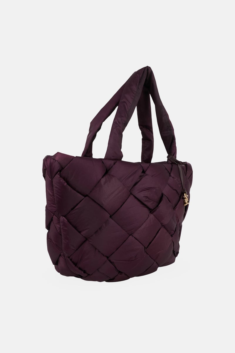 Sam Edelman Women Quilted Tote Bag, Dark Purple - Image 3