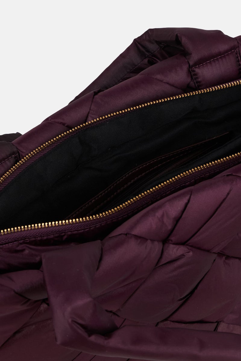 Sam Edelman Women Quilted Tote Bag, Dark Purple - Image 4