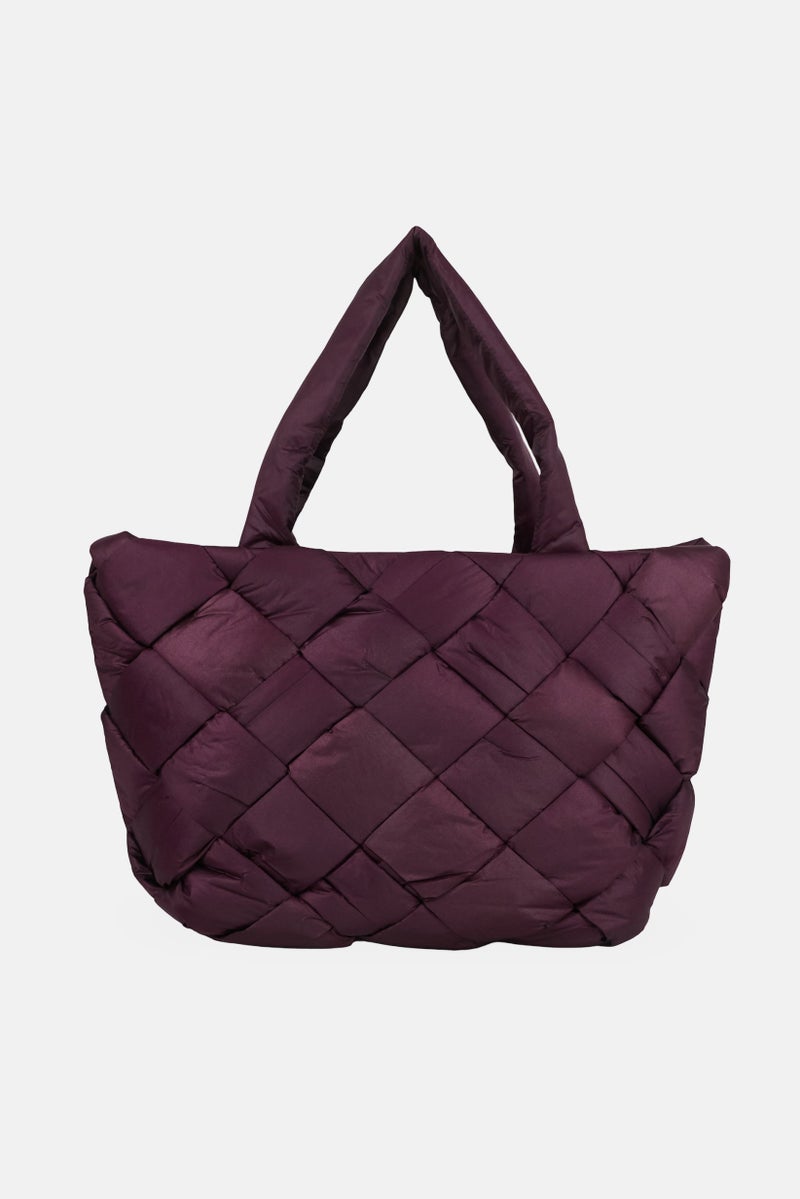 Sam Edelman Women Quilted Tote Bag, Dark Purple - Image 2