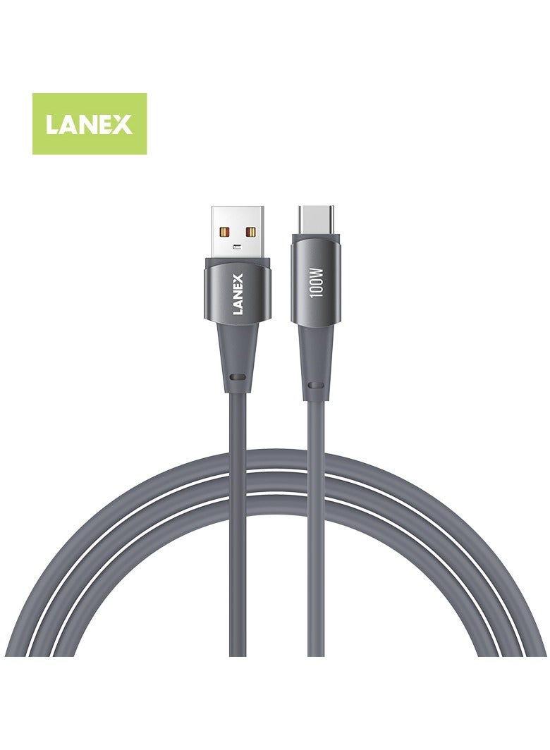 LANEX Lanix LS55C Reinforced Silicone Cable Anti-cut Supports All Phones with Type-C Port, iPhone 15 and 16 Series, iPad with Type-C Port, Ultra-Speed ​​100W, 1.5m Length - Image 1