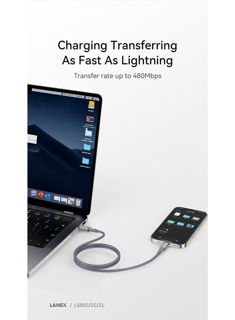 LANEX Lanix LS55C Reinforced Silicone Cable Anti-cut Supports All Phones with Type-C Port, iPhone 15 and 16 Series, iPad with Type-C Port, Ultra-Speed ​​100W, 1.5m Length - Image 4