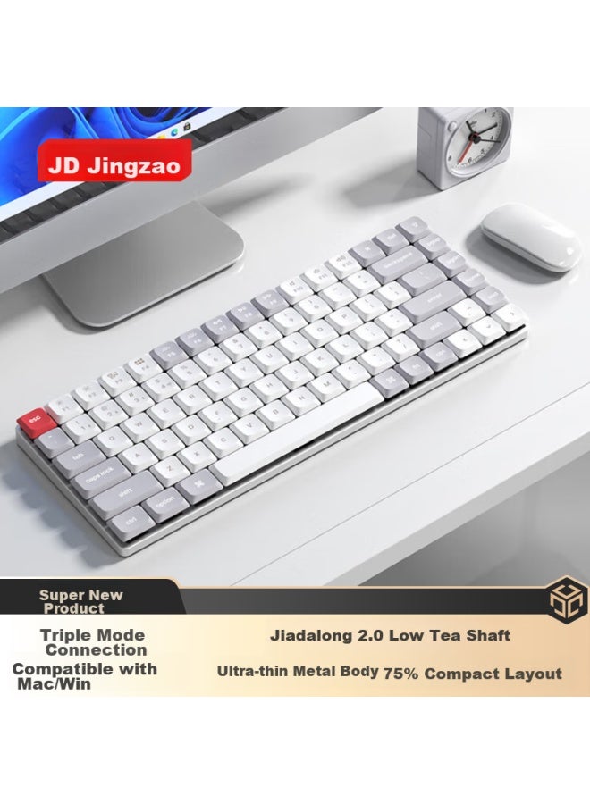 JD.com Jd Jingzao K3max Low-profile Mechanical Keyboard Ultra-thin, Tri-mode Wireless Bluetooth, Gateron 2.0 Brown Switch, 84 Keys For Office, Computer, Gaming, E-sports, Sky Blue And White - Image 1